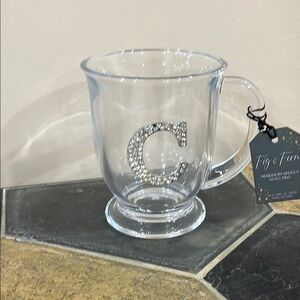 Clear Glass Mug with Rhinestone C